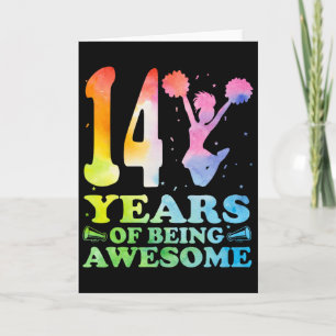 14 Years Of Being Awesome Cheerleading Girl 14th B Card