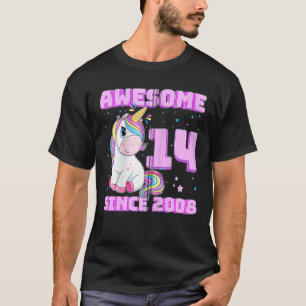 14 Years Old 14Th Birthday Awesome Since 2008 Unic T-Shirt