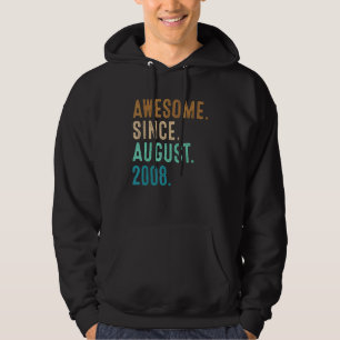14 Years Old  Awesome Since August 2008 14th Birth Hoodie