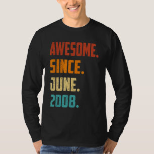 14 Years Old Awesome Since June 2008 14th Birthday T-Shirt