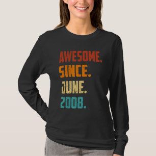 14 Years Old Awesome Since June 2008 14th Birthday T-Shirt