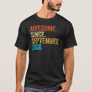 14 Years Old Awesome Since September 2008 14th Bir T-Shirt