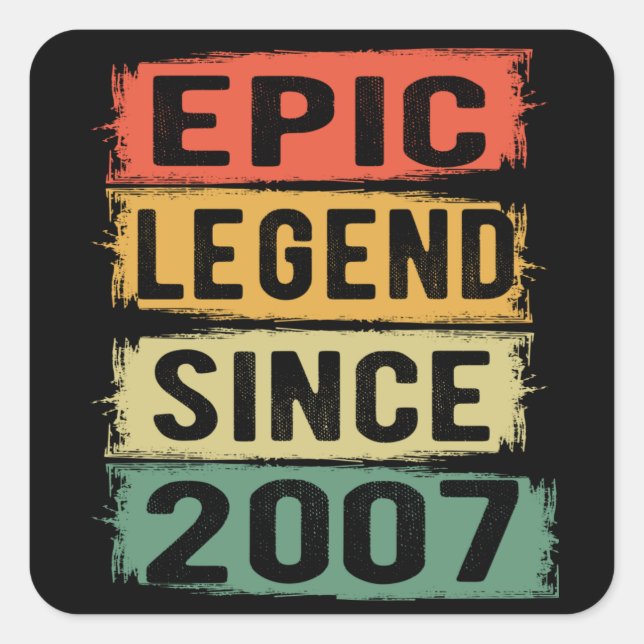 14 Years Old Bday 2007 Epic Legend 14th Birthday Square Sticker (Front)