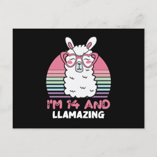 14 Years Old Bday Llamazing 14th Birthday Llama Postcard