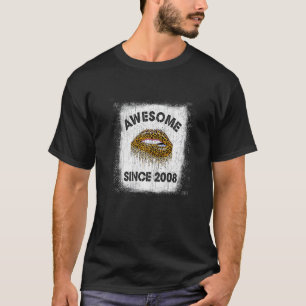 14 Years Old Birthday Awesome Since 2008 Leopard L T-Shirt