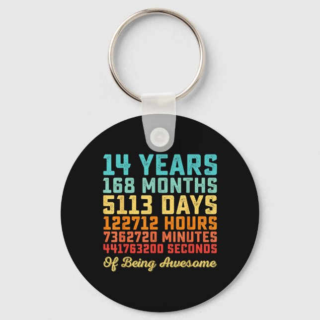 14 Years Old Birthday Quote Funny 14th B-Day Math Key Ring (Front)