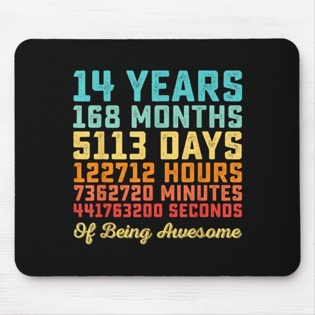 14 Years Old Birthday Quote Funny 14th B-Day Math Mouse Pad (Front)
