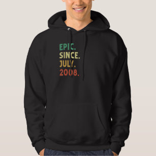 14 Years Old Epic Since July 2008 14th Birthday Hoodie
