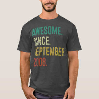 14 Years Old Gift Awesome Since September 2008 14t T-Shirt