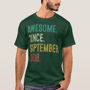 14 Years Old Gift Awesome Since September 2008 14t T-Shirt