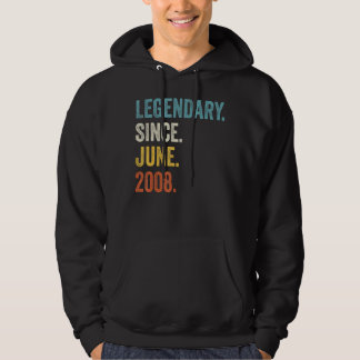 14 Years Old Legendary Since June 2008 14th Birthd Hoodie
