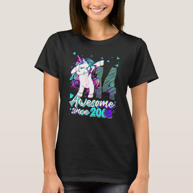 14 Years Old  Unicorn Dabbing 14th Birthday Unicor T-Shirt (Front)