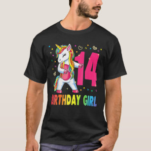 14 Years Old Unicorn Flossing 14Th Birthday Girl U T-Shirt