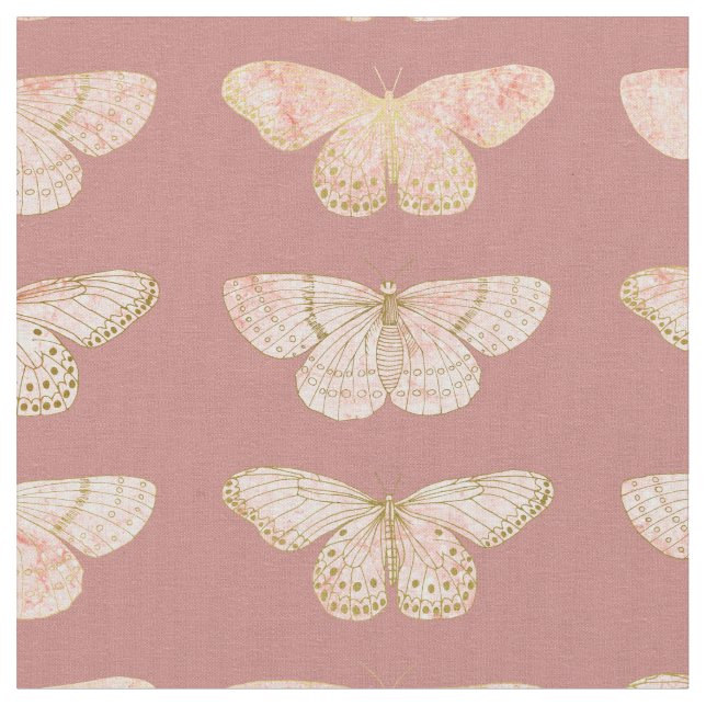 14k + Rose Gold Marble Butterfly DIY By The Yard Fabric (Close Up)