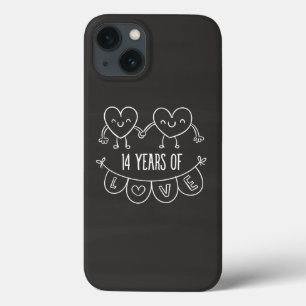 14th Anniversary Gift Chalk Hearts iPhone 13 Case