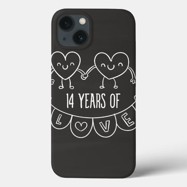 14th Anniversary Gift Chalk Hearts Case-Mate iPhone Case (Back)