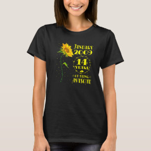 14th Birthday 14 Year Old Sunflower Girls January T-Shirt