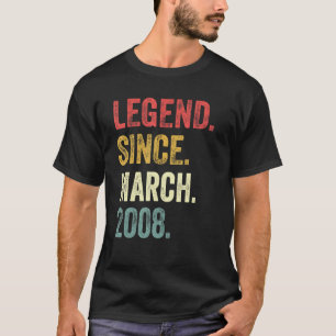 14th Birthday  14 Years Old Legend Since March 200 T-Shirt