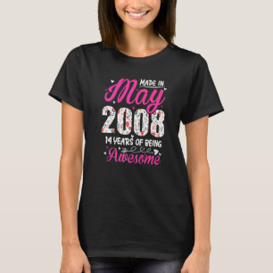 14th Birthday Awesome Since May 2008 Floral T-Shirt