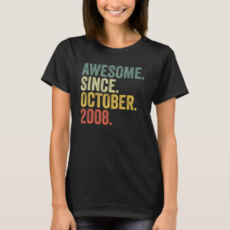 14th Birthday Awesome Since October 2008 14 Year O T-Shirt