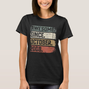 14th Birthday  Awesome Since October 2008 14 Years T-Shirt