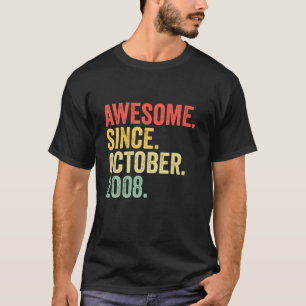 14th Birthday Awesome Since October 2008 14 Years T-Shirt