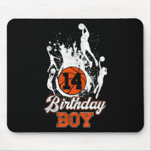 14th Birthday Basketball Theme Birthday Boy 14 Yrs Mouse Pad