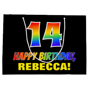 14th Birthday: Bold, Fun, Simple, Rainbow 14 Large Gift Bag