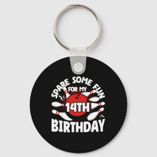14th Birthday Bowling Spare Some Fun 14 Years Birt Key Ring