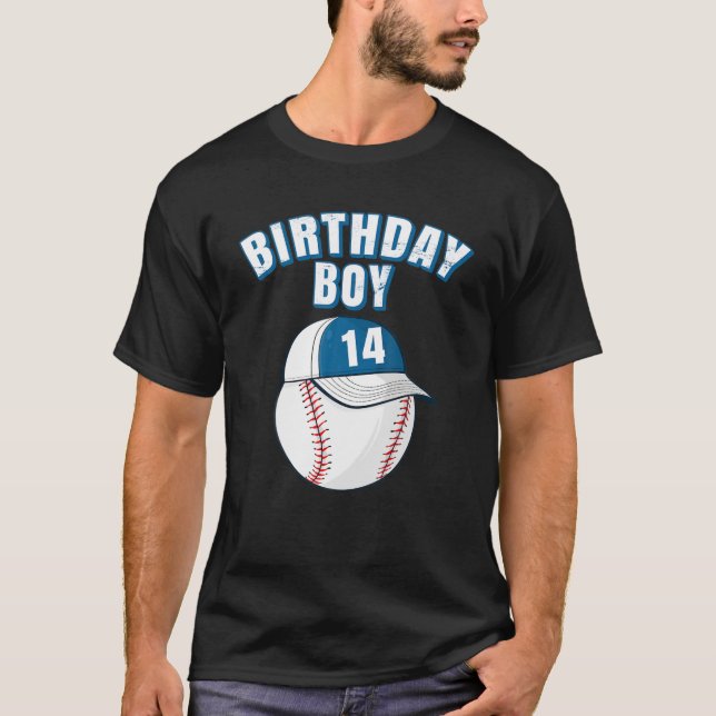 14Th Birthday Boy Funny 14 Years Old Baseball Play T-Shirt (Front)