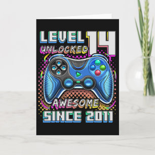 14th Birthday Boy Level 14 Gamer 14 Year Video Gam Card