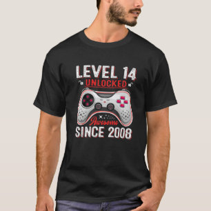14Th Birthday Boy Level 14 Unlocked Awesome 2008 V T-Shirt