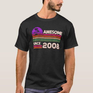 14th Birthday Boys Girls Awesome Since 2008 T-Shirt