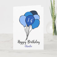 14th birthday bunch of blue balloons