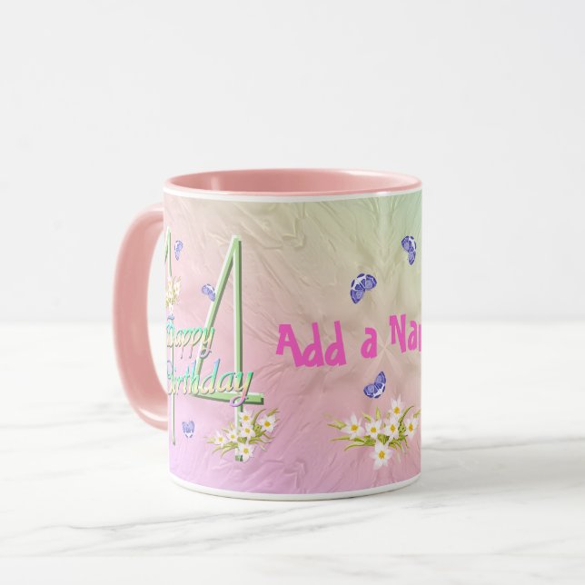 14th Birthday Butterfly Garden Mug (Front Left)