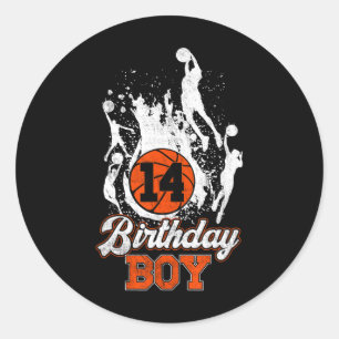 14th Birthday Bysketbyll Theme Birthday Boy 14 Yrs Classic Round Sticker