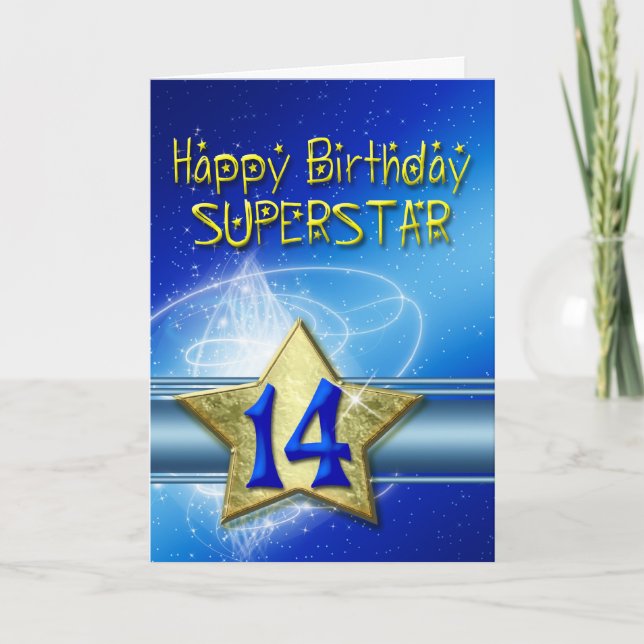 14th Birthday card for Superstar (Front)