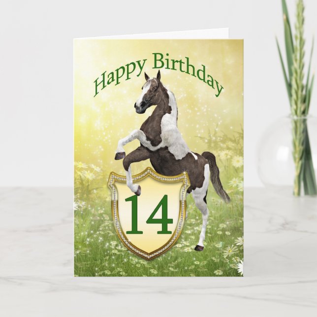 14th birthday card with a rearing horse (Front)