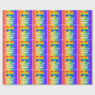 14th Birthday: Colourful, Fun Rainbow Pattern # 14 Wrapping Paper