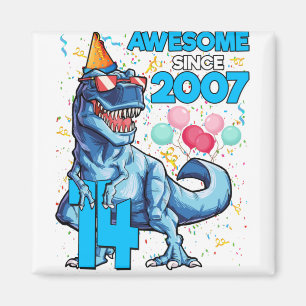 14th Birthday Dinosaur 14 Year Old Boy Kids Magnet