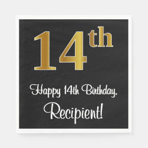 14th Birthday ~ Elegant Luxurious Faux Gold Look # Napkin
