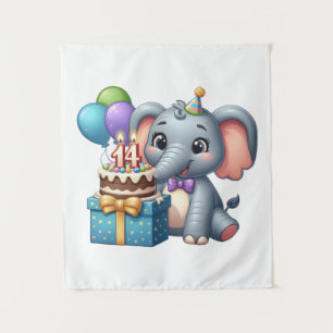 14th Birthday Elephant Tapestry