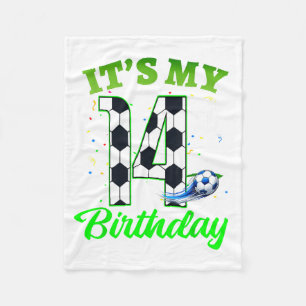 14th Birthday Football Boy Girl Kids Soccer Sports Fleece Blanket