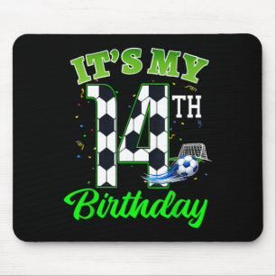 14th Birthday Football Boy Girl Kids Soccer Sports Mouse Pad