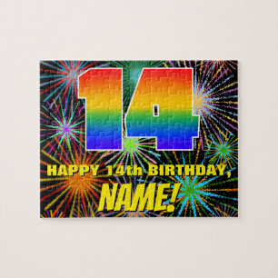 14th Birthday: Fun, Colourful Celebratory Firework Jigsaw Puzzle