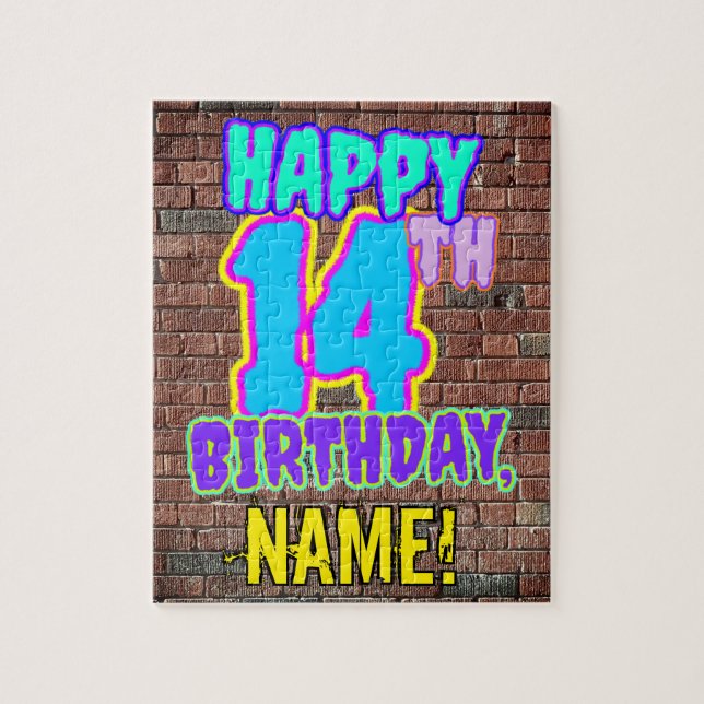 14th Birthday ~ Fun, Urban Graffiti Inspired Look Jigsaw Puzzle (Vertical)
