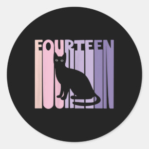 14th Birthday Gift Cute Cat Fan 14 Years Old For G Classic Round Sticker