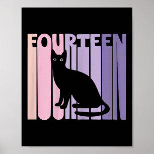 14th Birthday Gift Cute Cat Fan 14 Years Old For G Poster