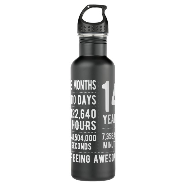 14th Birthday Gift Idea Boys Girls Of 14 Years Old 710 Ml Water Bottle (Front)