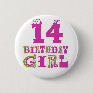 14th Birthday Girl Button Badge